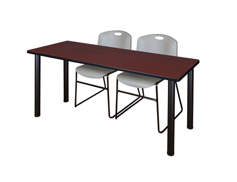 Regency Kee 60 x 24 in. Training Table Top Black Legs & 2 Zeng Chairs