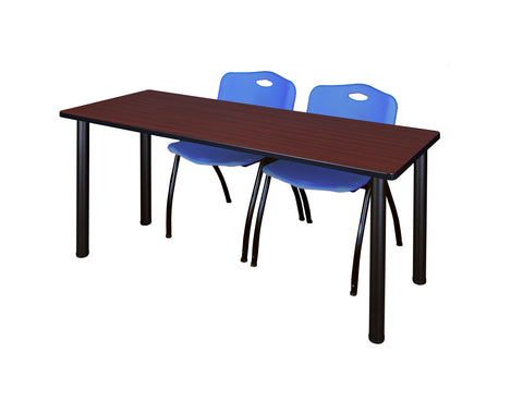 Regency Kee 60 x 24 in. Training Table Top Black Legs & 2 M Stack Chairs