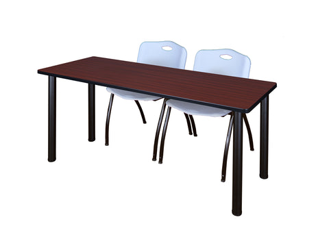 Regency Kee 60 x 24 in. Training Table Top Black Legs & 2 M Stack Chairs
