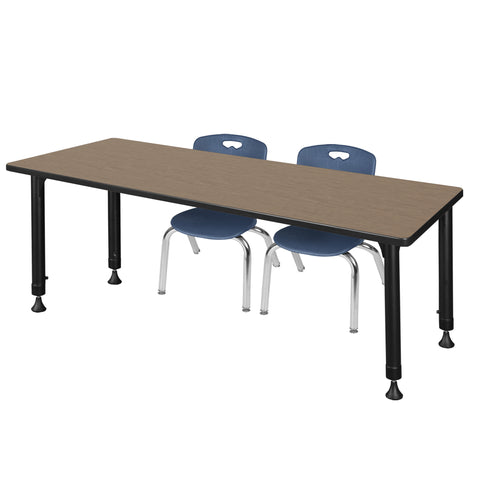 Regency Kee 48 x 24 in. Adjustable Classroom Table & 2 Andy 12 in. Stack Chairs Black