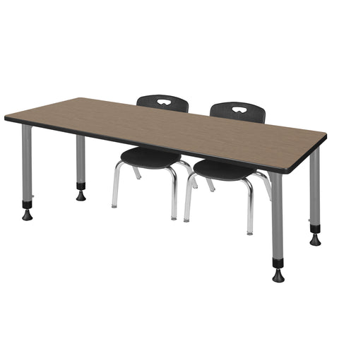Regency Kee 48 x 24 in. Adjustable Classroom Table & 2 Andy 12 in. Stack Chairs Black