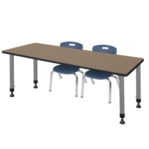 Regency Kee 48 x 24 in. Adjustable Classroom Table & 2 Andy 12 in. Stack Chairs Black
