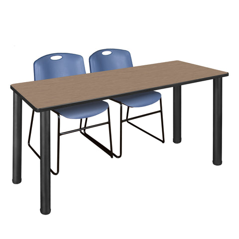 Regency Kee 60 x 24 in. Training Table Top Black Legs & 2 Zeng Chairs
