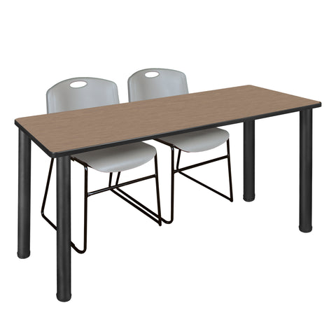 Regency Kee 60 x 24 in. Training Table Top Black Legs & 2 Zeng Chairs