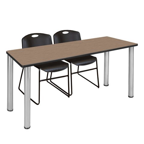 Regency Kee 60 x 24 in. Training Table Top Black Legs & 2 Zeng Chairs
