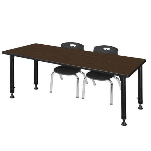 Regency Kee 48 x 24 in. Adjustable Classroom Table & 2 Andy 12 in. Stack Chairs Black