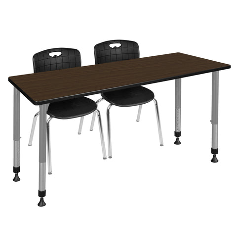 Regency Kee 48 x 24 in. Adjustable Classroom Table & 2 Andy 18 in. Stack Chairs Black