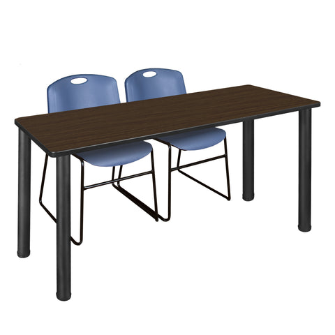 Regency Kee 60 x 24 in. Training Table Top Black Legs & 2 Zeng Chairs