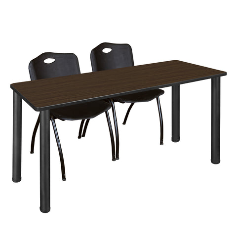 Regency Kee 60 x 24 in. Training Table Top Black Legs & 2 M Stack Chairs