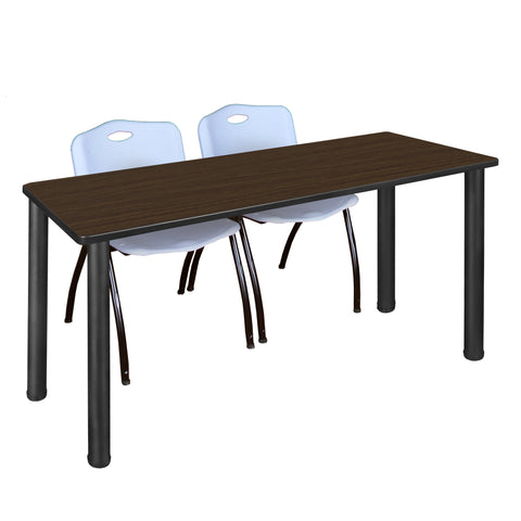 Regency Kee 60 x 24 in. Training Table Top Black Legs & 2 M Stack Chairs