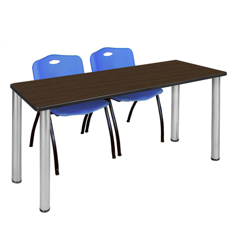 Regency Kee 60 x 24 in. Training Table Top Black Legs & 2 M Stack Chairs