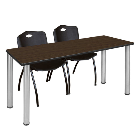 Regency Kee 60 x 24 in. Training Table Top Black Legs & 2 M Stack Chairs