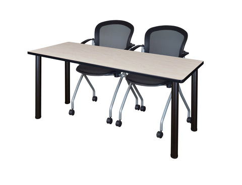 Regency Kee 60 x 24 in. Training Table Top Black Legs & 2 Cadence Nesting Chairs