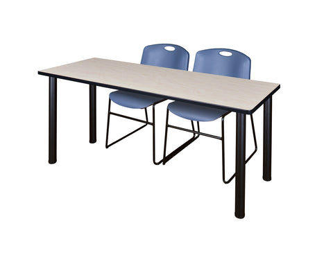 Regency Kee 60 x 24 in. Training Table Top Black Legs & 2 Zeng Chairs
