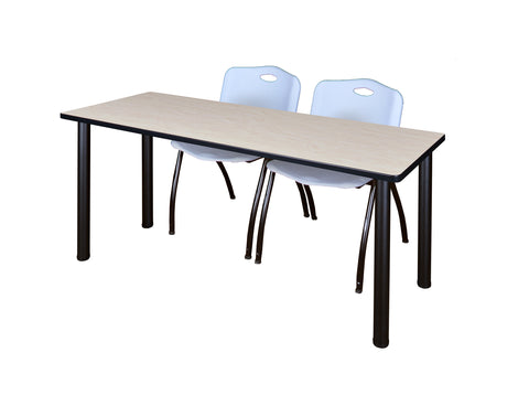 Regency Kee 60 x 24 in. Training Table Top Black Legs & 2 M Stack Chairs