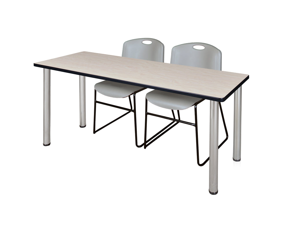 Regency Kee 60 x 24 in. Training Table Top Black Legs & 2 Zeng Chairs