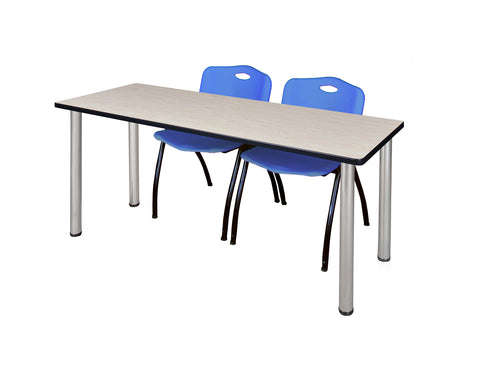 Regency Kee 60 x 24 in. Training Table Top Black Legs & 2 M Stack Chairs
