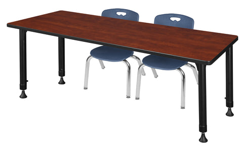 Regency Kee 48 x 24 in. Adjustable Classroom Table & 2 Andy 12 in. Stack Chairs Black