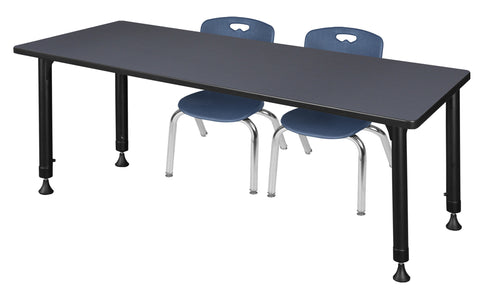 Regency Kee 48 x 24 in. Adjustable Classroom Table & 2 Andy 12 in. Stack Chairs Black