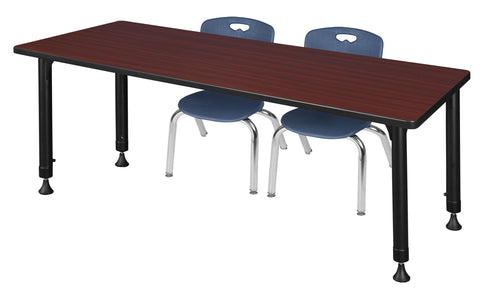 Regency Kee 48 x 24 in. Adjustable Classroom Table & 2 Andy 12 in. Stack Chairs Black