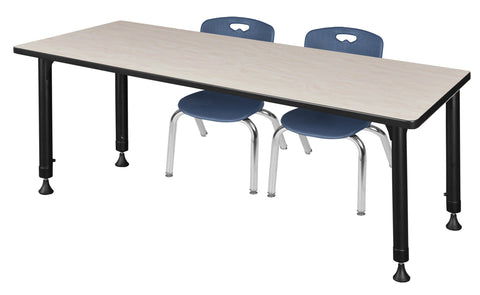 Regency Kee 48 x 24 in. Adjustable Classroom Table & 2 Andy 12 in. Stack Chairs Black