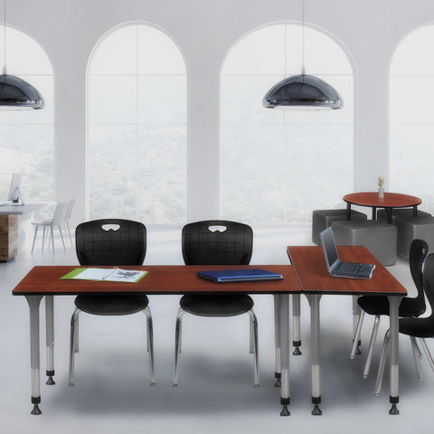 Regency Kee 48 x 24 in. Adjustable Classroom Table & 2 Andy 18 in. Stack Chairs Black