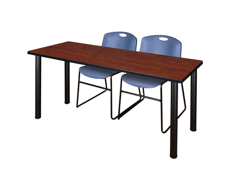 Regency Kee 60 x 24 in. Training Table Top Black Legs & 2 Zeng Chairs