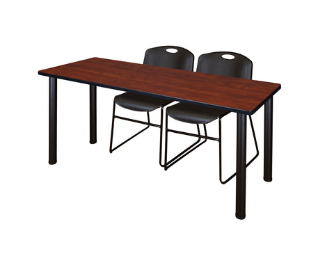 Regency Kee 60 x 24 in. Training Table Top Black Legs & 2 Zeng Chairs