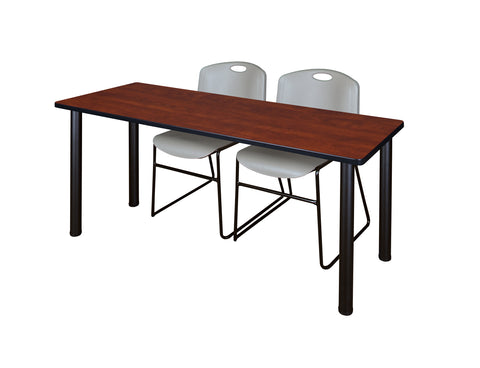 Regency Kee 60 x 24 in. Training Table Top Black Legs & 2 Zeng Chairs