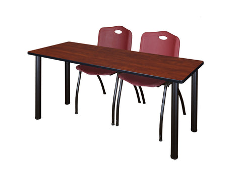 Regency Kee 60 x 24 in. Training Table Top Black Legs & 2 M Stack Chairs