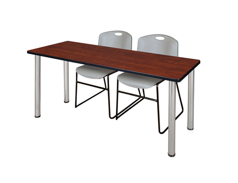 Regency Kee 60 x 24 in. Training Table Top Black Legs & 2 Zeng Chairs