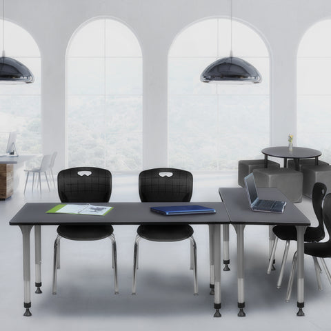 Regency Kee 48 x 24 in. Adjustable Classroom Table & 2 Andy 18 in. Stack Chairs Black