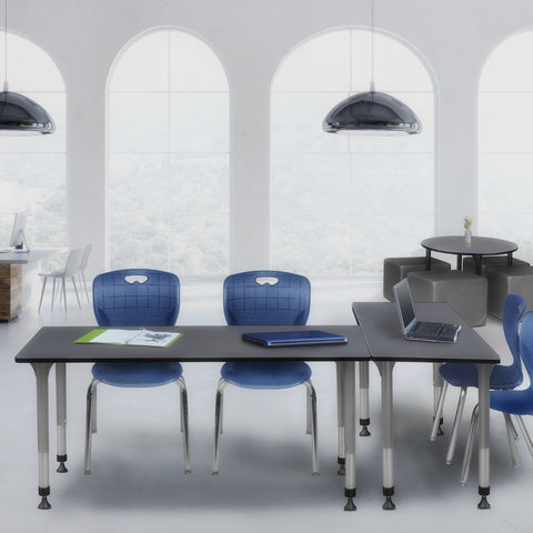 Regency Kee 48 x 24 in. Adjustable Classroom Table & 2 Andy 18 in. Stack Chairs Black