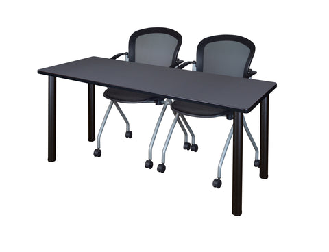 Regency Kee 60 x 24 in. Training Table Top Black Legs & 2 Cadence Nesting Chairs