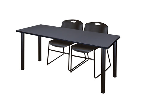Regency Kee 60 x 24 in. Training Table Top Black Legs & 2 Zeng Chairs