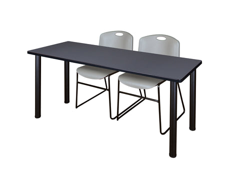 Regency Kee 60 x 24 in. Training Table Top Black Legs & 2 Zeng Chairs