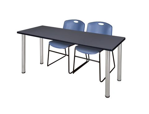Regency Kee 60 x 24 in. Training Table Top Black Legs & 2 Zeng Chairs
