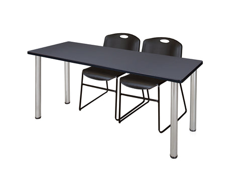 Regency Kee 60 x 24 in. Training Table Top Black Legs & 2 Zeng Chairs