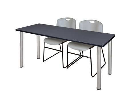 Regency Kee 60 x 24 in. Training Table Top Black Legs & 2 Zeng Chairs