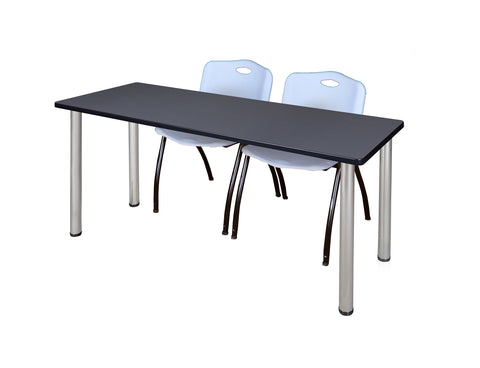 Regency Kee 60 x 24 in. Training Table Top Black Legs & 2 M Stack Chairs