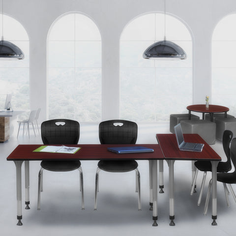 Regency Kee 48 x 24 in. Adjustable Classroom Table & 2 Andy 18 in. Stack Chairs Black