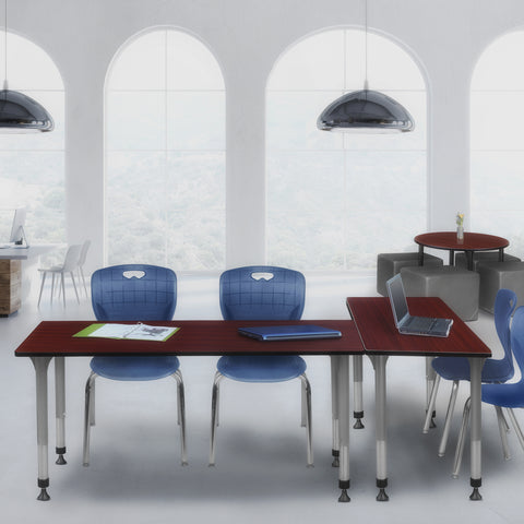 Regency Kee 48 x 24 in. Adjustable Classroom Table & 2 Andy 18 in. Stack Chairs Black