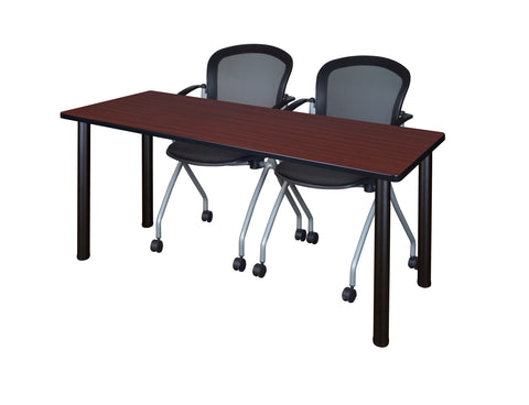 Regency Kee 60 x 24 in. Training Table Top Black Legs & 2 Cadence Nesting Chairs