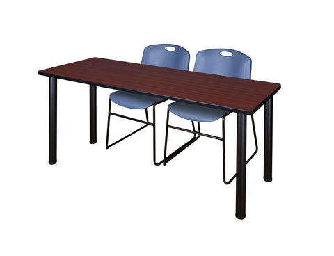 Regency Kee 60 x 24 in. Training Table Top Black Legs & 2 Zeng Chairs