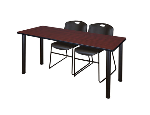Regency Kee 60 x 24 in. Training Table Top Black Legs & 2 Zeng Chairs
