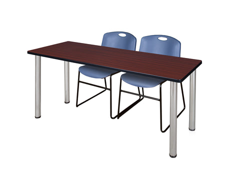 Regency Kee 60 x 24 in. Training Table Top Black Legs & 2 Zeng Chairs