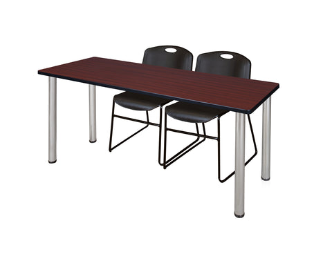 Regency Kee 60 x 24 in. Training Table Top Black Legs & 2 Zeng Chairs