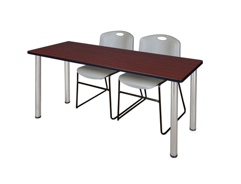 Regency Kee 60 x 24 in. Training Table Top Black Legs & 2 Zeng Chairs