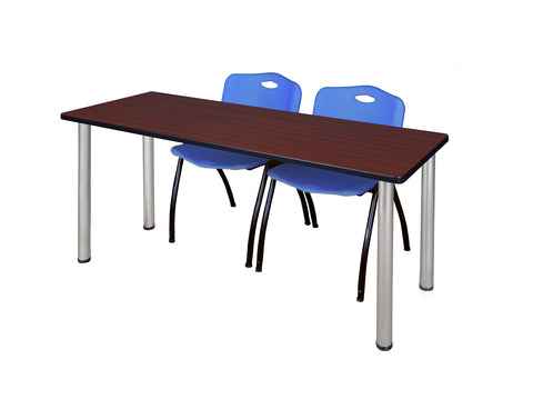 Regency Kee 60 x 24 in. Training Table Top Black Legs & 2 M Stack Chairs