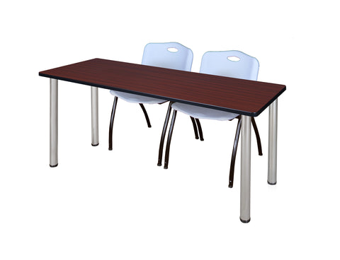 Regency Kee 60 x 24 in. Training Table Top Black Legs & 2 M Stack Chairs